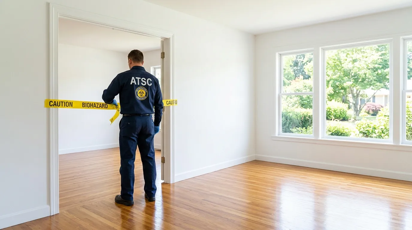Certified biohazard cleanup crew performing Trauma Scene Cleanup in Kirkwood